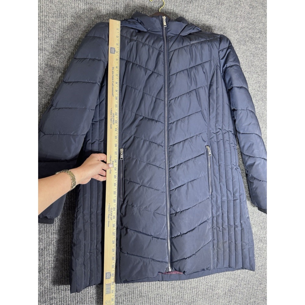 Tommy Hilfiger Women's Navy Blue Hooded Long Puffer Coat Zip XL - Picture 10 of 12